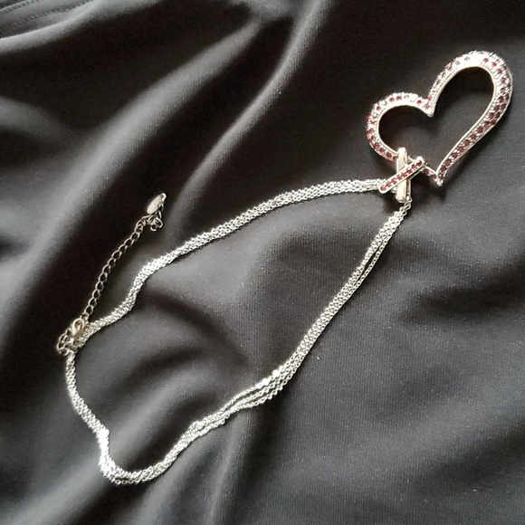 Triple Chain Heart Pendant Necklace - Picture 2 of 6